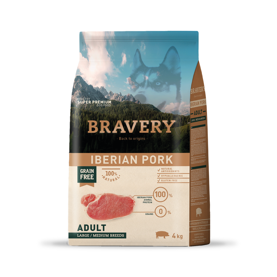 4PE040064-1 Bravery Iberian Pork Adult Large/Medium Breeds 4 Kg - Imagen 1