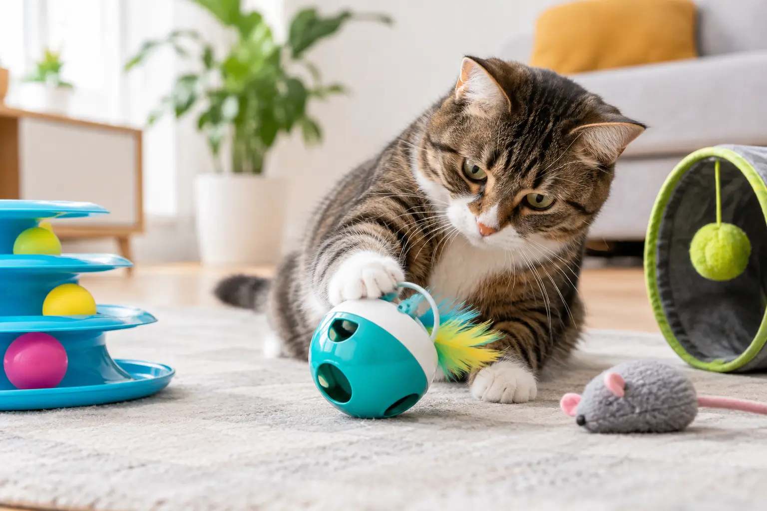 Qué juguetes interactivos para gatos aburridos elegir